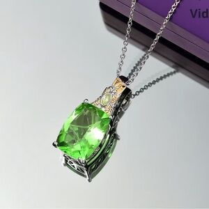 Chartreuse Quartz, Peridot Butterfly Pendant in 18K YG Plated Necklace